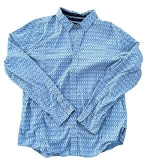 prAna Button Down 100% cotton Shirt - Blue Arrow Pattern - Size Large
